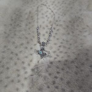 Elegant Silver Necklace with Texas And Flowers Pendant